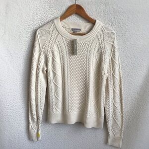 J Crew Cotton cable-knit crewneck sweater Womens‎ XS Linen White